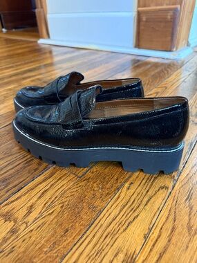 Franco Sarto Black Patent Leather Slip-On Loafers